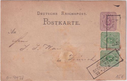 DR - 5 PfgE. Ganzsache + 2x3 PfgE. Zusatz Ra3 Johann-Georgenstadt 25.8.77
