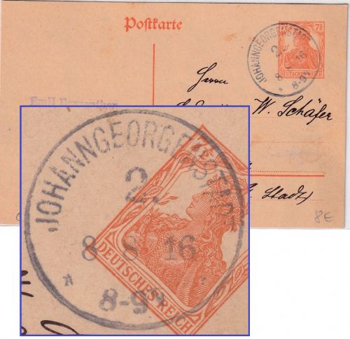 DR - Johanngeorgenstadt 2 8.8.16 gr. K1 Ganzsache/Ortskarte