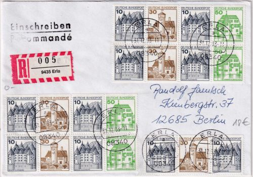 BRD - B&S 2x Heftchenblatt u.a. Einschreibebrief Erla - Berlin 1993