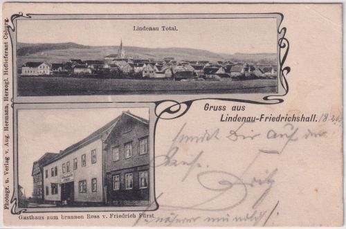 Sachsen - Lindenau-Friedrichshall Gasthaus etc. sw-Mehrbild-AK gelaufen 1905