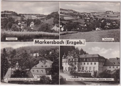 Sachsen - Markersbach (Erzgeb.) Erholungsheime etc. sw-Mehrbild-AK 1973