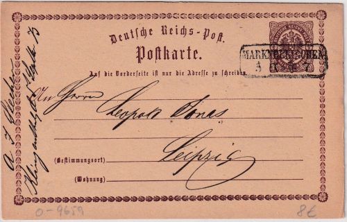 DR - 1/2 Gr. Brustschild Ganzsache/Karte Ra2 Markneukirchen 5.IX.73 n. Leipzig