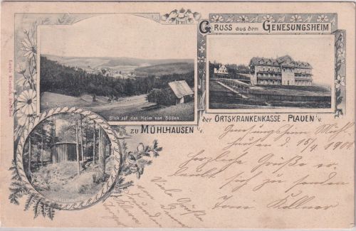 Sachsen - Mühlhausen Genesungsheim der AOK sw-Mehrbild-AK 1901