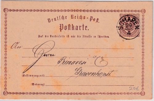 DR - Schapen 29/4 nachv. hann. K1 1/2 Gr. Brustschild Ganzsache 1873