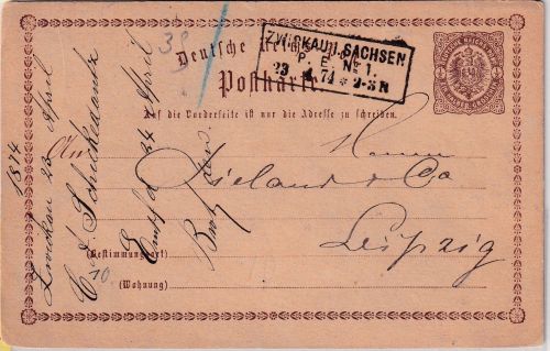 DR - Zwickau i. Sachsen P.E.No.1 Ra3 1/2 Gr. Brustschild Ganzsache 23.4.74