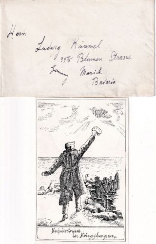 England - Kriegsgefangenenlager Olcastle Kuvert n. München + Postkarte 1918