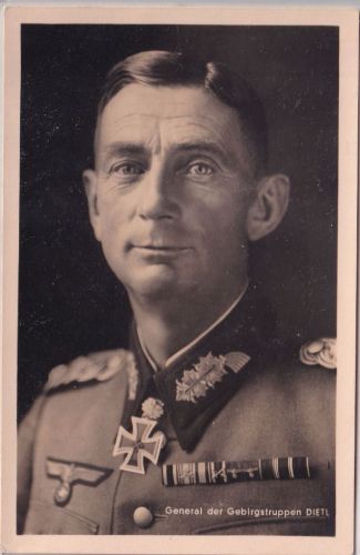 DR - Dietl Generaloberst d. Gebirgstruppen sw-Portrait-AK ungelaufen ca. 1942