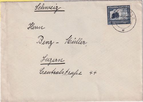 DR - 25 Pfg. 100. Geb. Zeppelin Brief i.d. SCHWEIZ Saarbrücken - Luzern 1938