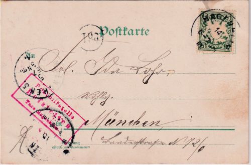 Bayern - Hofstetten T. Hagenheim roter Posthilfstellen-Ra3 Weihnachtskarte 1901