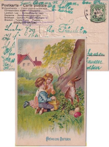 Bayern - Riederau T. Diessen a. Ammersee Posthilfstellen-Ra3 Osterkarte 1907