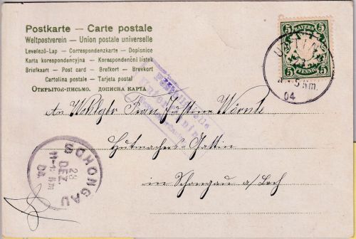 Bayern - Unterfinning T. Oberfinning Posthilfstellen-Ra3 Karte v. Utting 1904