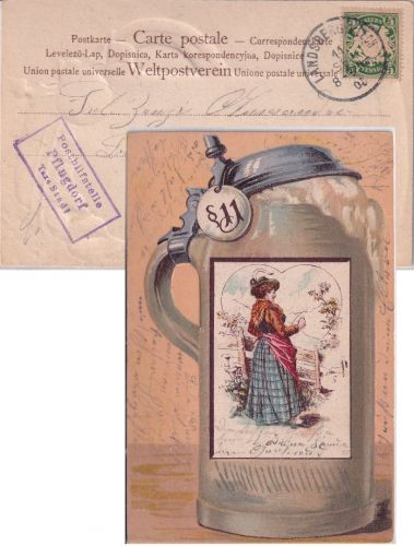 Bayern - Pflugdorf T. Stadl Posthilfstellen-Ra3 Karte Landsberg Hofstetten 1903