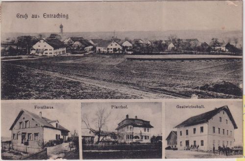 Bayern - Entraching Gasthaus Forsthaus etc. sw-Mehrbild-AK gelaufen 1918