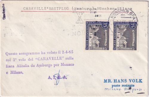 BRD - Alitalia Caravelle Erstflug München Mailand 2.4.65