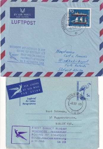 BRD/Südwestafrika - SAA Erstflug Frankfurt a/M Windhoek/Windhoek FFM 6.11.65