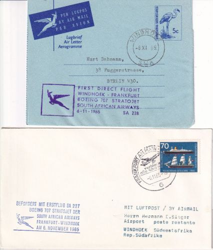 BRD/Südwestafrika - SAA Erstflug Frankfurt a/M Windhoek/Windhoek FFM 6.11.65