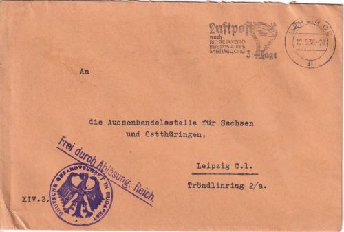 DR - Deutsche Gesandtschaft Budapest Brief/Frei d. Ablösung Berlin Leipzig 1936