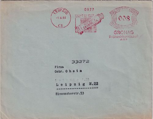 DR - Leipzig 1933 8 Pfg. AFS Grohag Zahnpasta Ortsbrief