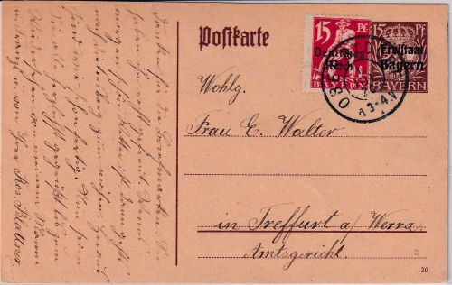 Bayern/DR - 15 Pfg. Ganzsache Hupp+Zusatz Abschied MIF/DR Oberstdorf 1. JUL 20