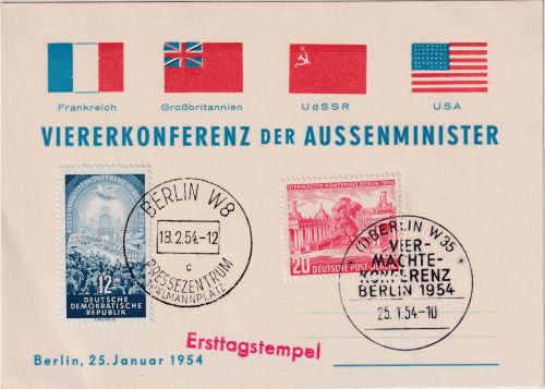 Berlin/DDR - 20+12 Pfg. Vier-Mächte-Konfernez Sonderkarte + SST 25.1.(18.2.54