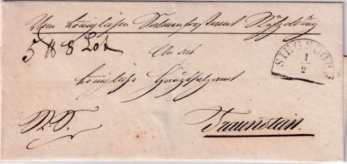 Bayern - Siegsdorf 1/2 HKS portofreier Paketbegleitbrief (Dienstsache) 1861