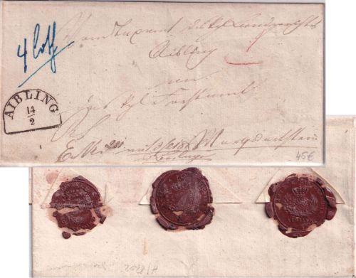 Bayern - Aibling 14/2 Fahrpostbrief (Geldbrief) n. Marquartstein 1858