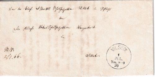 Bayern - Vilseck 1. JUL 70 K1 (Typ 20b) Ortsdienstbrief (Schulsache) mit Inhalt