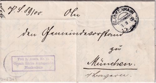 DR - Blankenhain (Thüringen) 1900 KOS Frei lt. Avers Nr. 15 (Amtsgericht) Brief