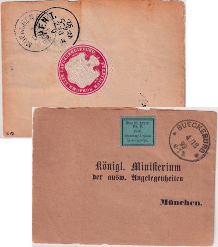 DR - Bückeburg 1892 Frei lt. Avers Nr. 8 (grüner Aufkleber) Streifband n München