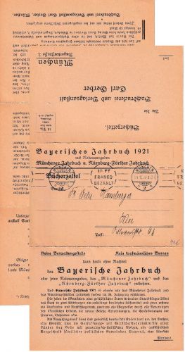 DR - München 1920 Bücherzettel/Faltdrucksache "Bayerisches Jahrbuch"