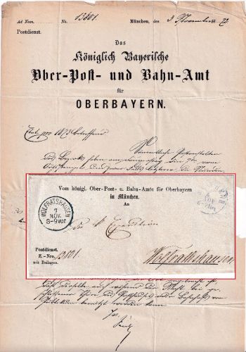 Bayern - München Wolfratshausen 1872 Postsache (Inventarüberprüfung) Inhalt !!