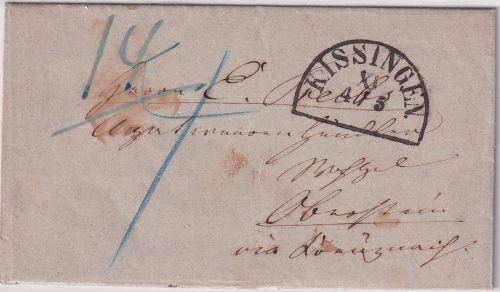 Bayern/Preussen - Kissingen 4/5 HKS Portobrief (Damenformat) n. Oberstein 1859