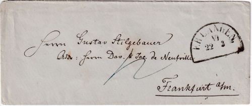 Bayern/Thurn&Taxis - Erlangen 22/2 HKS 12 Kr. Portobrief n. FFM ca. 1858