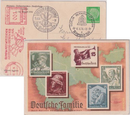 DR - Dresden Olympia-PWZ-Ausstellung 5 Pfg. Privat-Ganzsache + AFS-SST 1936
