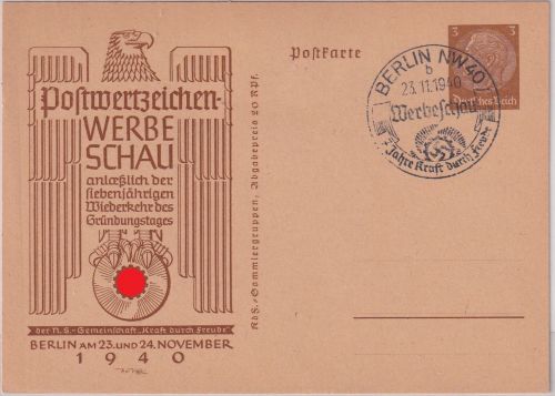 DR - Berlin KdF-Postwertzeichen-Werbeschau3 Pfg. Privat-Ganzsache SST 1940