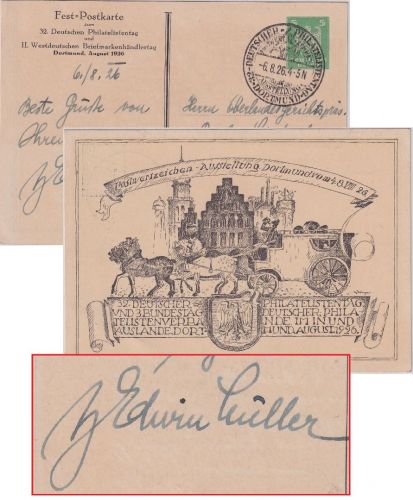 DR - Dortmund 32. Dt. Philatelistentag 5 Pfg. Privat-GA SST 1926 Unterschrift !!