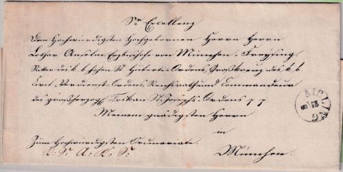 Bayern - Aibling 12/8 Fingerhut-K1 Bischofsbrief Högling - München 1841