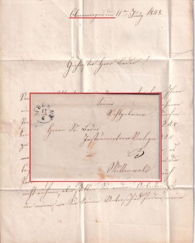 Bayern - Murnau 11/6 Fingerhut-K1 Portobrief Oberammmergau - Mittenwald 1848