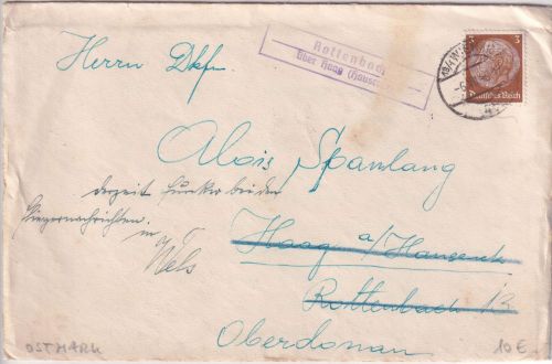 DR - Rottenbach ü. Haag (Hausruck) Landpost-Ra2 Drucksache/Weiterleitung 1940