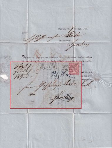 DR - Goldap 20/5 Ra2 Breif 1 Gr. dst. n. Sperling 1868 - Retourvermerk