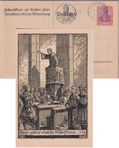 DR - Wittenberg Invokavit Luther-Feier 1 1/4 M. Privatganzsache Masch.SST 1922