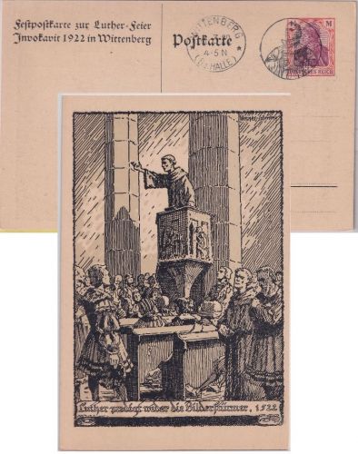 DR - Wittenberg Invokavit Luther-Feier 1 1/4 M. Privatganzsache Masch.SST 1922