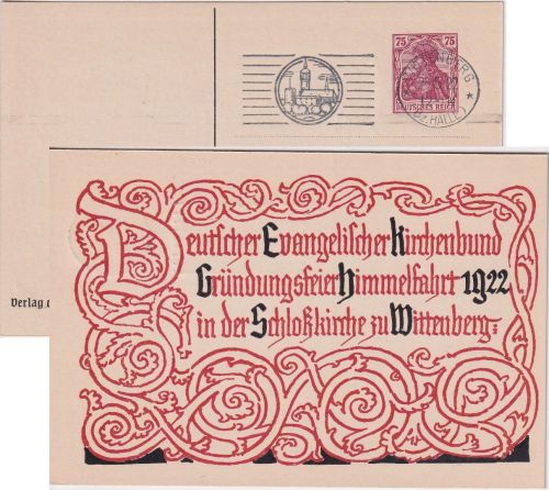 DR - Wittenberg Invokavit Luther-Feier 75 Pfg. Privatganzsache Masch.SST 1922
