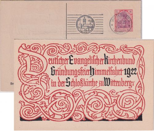 DR - Wittenberg Invokavit Luther-Feier 1 1/4 M. Privatganzsache Masch.SST 1922