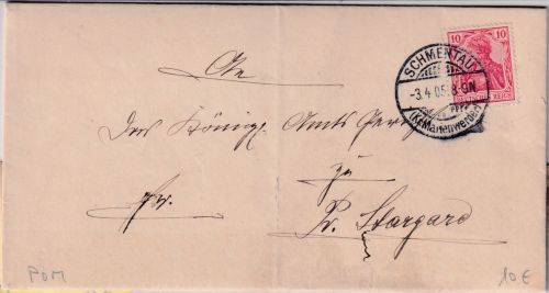 DR - Schmentau 1905 Brief n. Pr. Stargard - mit Inhalt