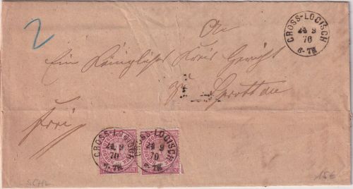 NDP - 2x1 Gr. gez. Brief K1 Gross-Locisch 24/9 70 Brief n. Sprottau - mit Inhalt