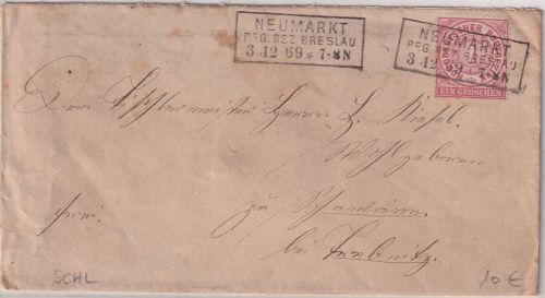 NDP - 1 Gr. gez. Brief Ra3 Neumarkt Reg.Bez. Breslau 3/12 69 n. Trebnitz