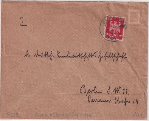 DR - Gabersdorf (Kr. Glatz) 28.6.26 KOS Brief n. berlin
