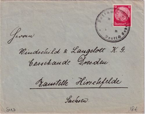 DR - Postamt Deutsch-Gabel 1938 Aushilfs-Stpl. Brief n. Hirschfelde