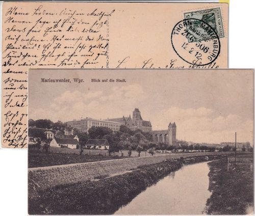 Polen/Westpreussen - Marienwerder sw-AK Bahnpost Thorn Marienburg Zug 506 1912